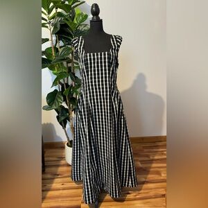 a new day Black and White Gingham Midi Dress